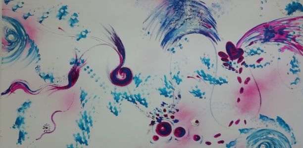 Maße: 70 x 140 cm <br>
Rahmen: ohne  <br>
Technik: Assemblage <br>
Preis: verkauft<br>
Druck möglich, andere Größen auf Anfrage